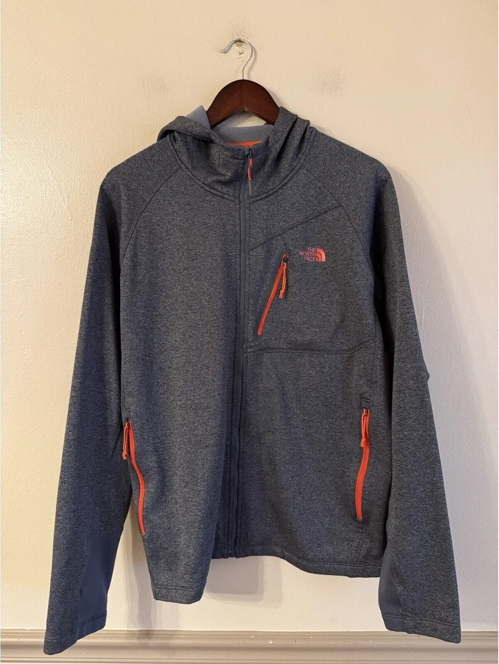 North Face Canyonlands Fleece Lined Full Zip Hoodie Men’s Size L Gray/Orange
